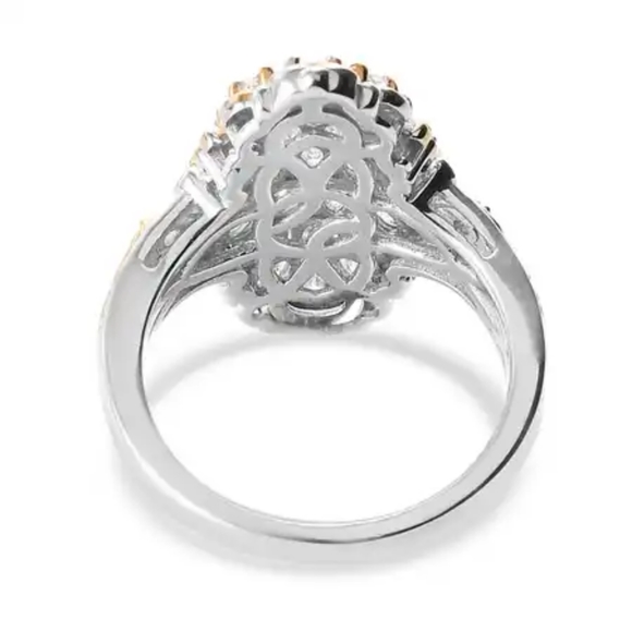 Lustro Stella Finest CZ Ring in Vermeil YG and Platinum Over Sterling Size 6 - Picture 11 of 15